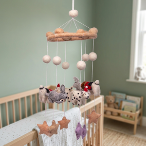 Móvil de Cuna para Bebé Hecho a Mano con Fieltro de Aguja, Juguete Colgante de Animales y Estrellas de Fieltro de Lana Ecológico, Decoración de Techo para Cuarto de Bebé de 2 a 4 Años - Product Image 3