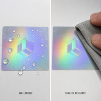 Étiquette autocollante rectangulaire personnalisée, imperméable, holographique, réfléchissante, laser, arc-en-ciel, impression vinyle, adhésive, 50x50mm, OEM ODM