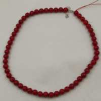 Collier de mode 40 cm, pierres naturelles de corail rouge 8 mm, fermoir en argent 925