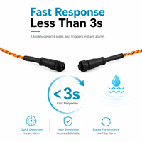 Câble de capteur de liquide haute sensibilité, fil spiralé orange de six mm avec connecteur rapide pour détecteur de fuite d'eau dans les centres de données