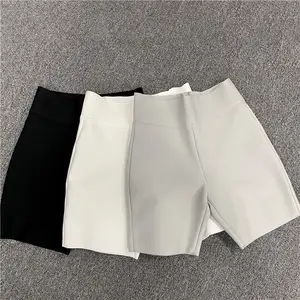 Top Quality Celebrity Grey Black White Rayon Fashion Bodycon Bandage Short Pants