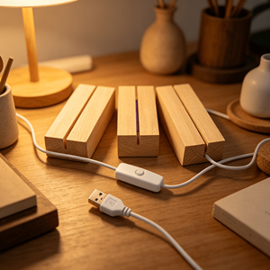 Hot Selling Beech USB Rectangular <b>Light</b> Wooden LED <b>Light</b> Base 3D LED Message Note Board - Product Image 5