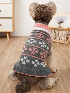 בגדי כלבלב קטנים שרינה Teddy פודל צ 'יוואווה חתול חורף חום פולקה נקודה סרוג נסיכה - Product Image 6