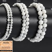 Perles rondes en howlite blanche cristalline en gros, perles en pierre turquoise blanche pour la fabrication de bijoux
