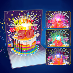 Tarjeta de Cumpleaños 3D Pop-Up con Música y Luz, Diseño de Pastel para 30 Años, Números con Luces de Colores del 0 al 9 - Product Image 3