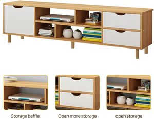 Современная Подставка для телевизора середины века, 55-дюймовый телевизионный развлекательный центр, открытые выдвижные полки, небольшая медиаконсоль, стол для спальни - Product Image 5