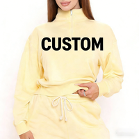 Ensemble de sweat-shirts décontractés pour femmes NEOHOPE Clothing, en molleton doux en coton, uni, brodé, col rond, fermeture éclair quart de tour