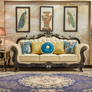 Bộ ghế <span class=keywords><strong>sofa</strong></span> da thật Châu Âu cao cấp, khung gỗ nguyên khối, chạm khắc thủ công, dành cho phòng khách, khách sạn và biệt thự - Product Image 4