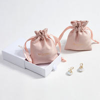 Huanyang — sac en velours, emballage de poussière, Logo personnalisé, petit cordon en daim, bijoux, pochette