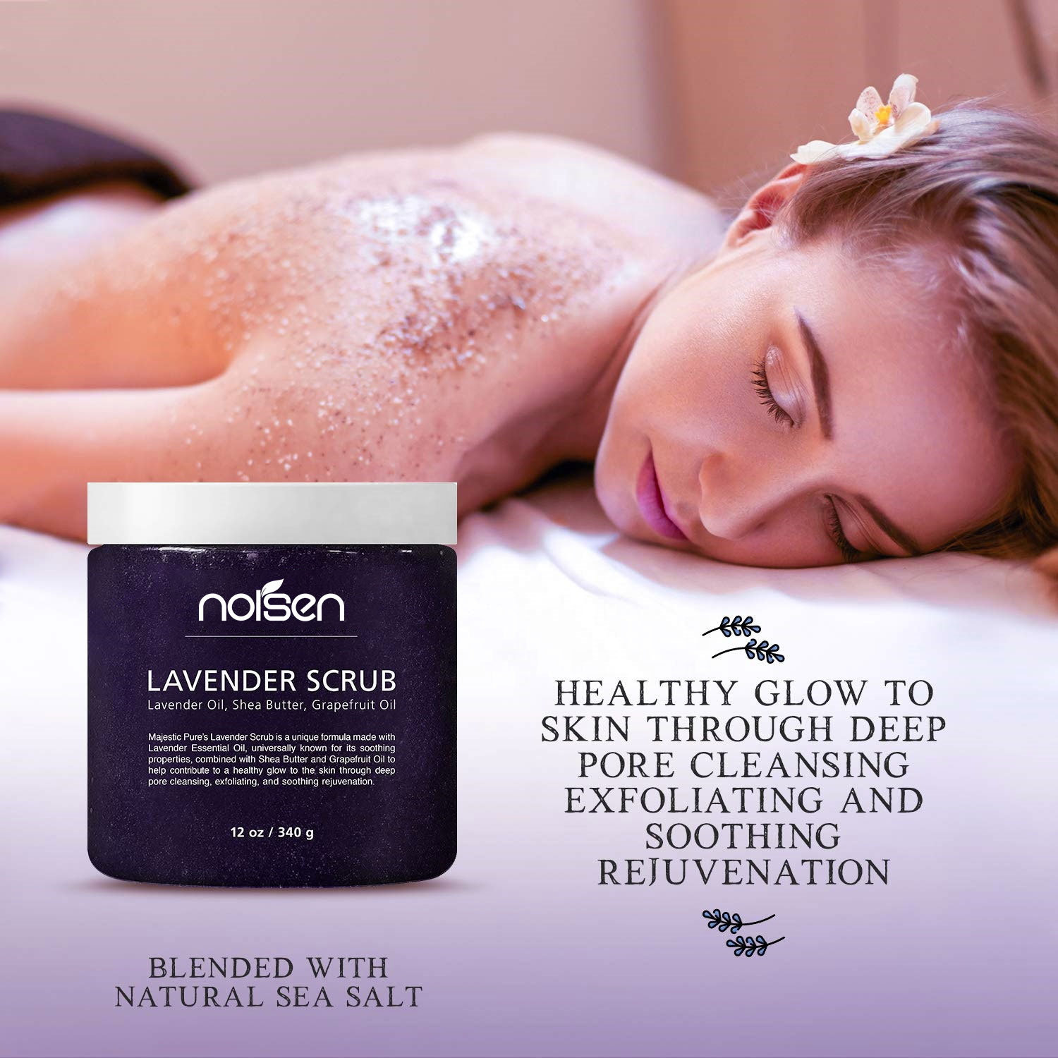 Private Label Natural organic Exfoliating Dead Sea Salt Nourishing Lavender body scrub whitening bath wash wholesale