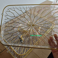 Nieuwe luxe rechthoekige/ronde plastic dienbladenset 3-delig gouden dienblad Ramadan snacks fruitplateau Scandinavische stijl plastic serveerblad