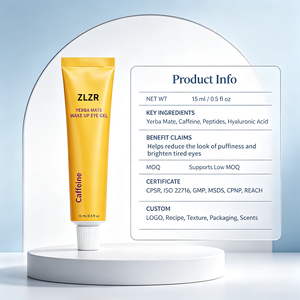 Crème Contour des Yeux Bio 15ml Conforme GMP Éclaircissante Hydratante Anti-Rides à la Caféine et à l'Acide Hyaluronique avec Tube à Impulsion - Product Image 2