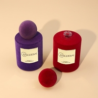 Flacon de parfum en verre floqué rond de luxe personnalisé OEM, 30 ml, 50 ml, 100 ml, flacon de parfum floqué avec boîte