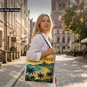 Vintage Rio <span class=keywords><strong>de</strong></span> Janeiro Brasilien Reise-Print Canvas-Tragetasche Retro Copacabana Strand Wiederverwendbare Einkaufstasche Schultertasche - Product Image 4