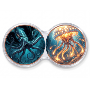 Set da 2 Pezzi da 1 oz in Rame Puro .999, Moneta Commemorativa Moderna Anticata con Tema Battaglia Oceanica: Angelo, Croce, Calamaro Gigante vs Medusa - Product Image 1