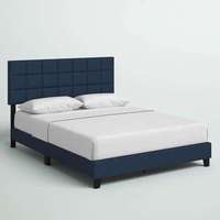 Lit double rembourré de style moderne avec espace de rangement, surface en tissu, adapté à la chambre à coucher
