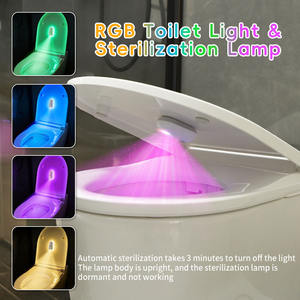 Lampe de toilette rechargeable 2-en-1 avec capteur, lumière RGB <span class=keywords><strong>et</strong></span> stérilisation UV, veilleuse LED intelligente étanche pour cuvette de salle de bain - Product Image 1