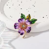 Bros Kristal Berlapis Emas Mawar dengan Hiasan Tetesan Minyak Ungu Violet dan Rhinestone, Elegan, Modis, Mewah untuk Pernikahan dan Pertunangan