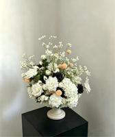 Offre Spéciale – Boules de fleurs artificielles en soie blanches et noires pour centres de table de mariage, arrangements floraux de 50 cm, 60 cm, 70 cm, 80 cm