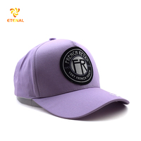Casquette de baseball ajustable 5 panneaux unisexe en coton Oxford de luxe, motif léopard, avec logo tissé, couleur violette, collection 2025