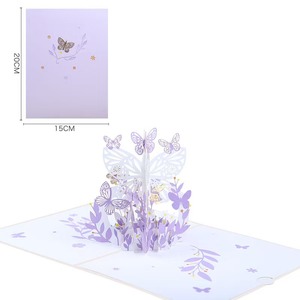 Biglietto d'invito personalizzato 3D con farfalle e fiori, design pop-up tagliato al laser, in carta ecologica premium, per San Valentino e <span class=keywords><strong>compleanno</strong></span> - Product Image 1