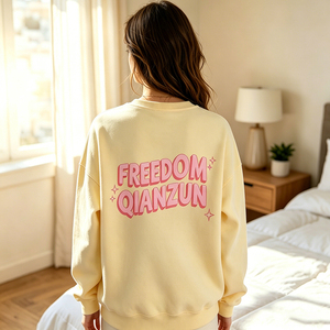 Bulk Oversized 100% Cotton Graphic logo Custom Drop Shoulder Long Sleeve Crewneck <strong>fleece</strong> <strong>Women's</strong> Hoodies &amp; Sweatshirts Casual - Product Image 2