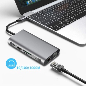 Station d'accueil multifonction 10 en 1 Type C vers HDTV, hub USB C avec VGA, RJ45, lecteur de cartes SD/TF, audio, PD pour ordinateur portable, iPhone 16/15, <span class=keywords><strong>MacBook</strong></span> - Product Image 3