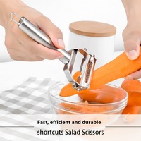 Râpe multifonctionnelle à double tête en acier inoxydable, couteau à éplucher les fruits créatif deux-en-un, coupe-melon
