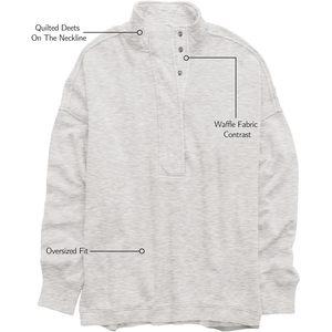 FOXA <b>Women's</b> Oversized <b>Henley</b> Sweatshirt Pullover <b>Top</b> With Quilted Placket Fall Outfits Long Sleeve Knitted <b>Top</b> - Product Image 6