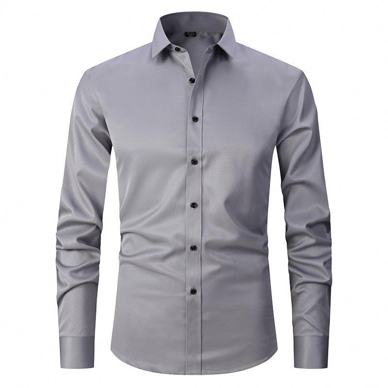 dress shirts with elastic top button Mens Button Down Elastic Shirts Formal Business Long Sleeves Casual Dress Shirts