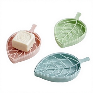 Creative Double-Layer Plastic Leaf Drain Anti-Blocking Soap <b>Box</b> Punch-Free Bathroom Laundry <b>Storage</b> Rack American Style - Product Image 3
