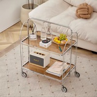 Table d'appoint en verre de style mid-century avec roulettes, chariot de service mobile pour canapé de salon ou rangement pliable