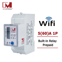 Medidor de Energía Inteligente Monofásico Inalámbrico de 5 (60)A para Riel DIN con Pantalla LCD y Relé de Bloqueo de 60A Integrado para Protección contra Sobrecargas