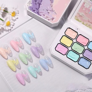 1pc Solid Color Nail Polish Glue 9-grid Color Painting Glue High Saturation Thick Gradient Patting Glue Nail Art Creation 3D DIY - Product Image 1