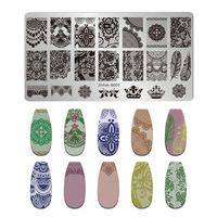 Plaques de tamponnage pour ongles en gros, motifs floraux, pochoirs d'impression pour nail art, outils de manucure