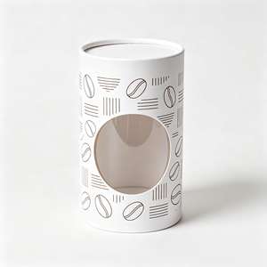 Boîte cylindrique minimaliste en kraft avec fenêtre transparente personnalisée, tube en papier rond pour emballage quotidien de grains de café - Product Image 2