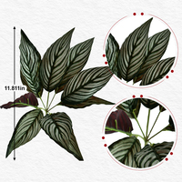 Buisson de feuilles de Calathea rayées artificielles, fausse verdure pour arrangements floraux de mariage, toile de fond murale florale, plantes artificielles en gros