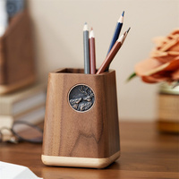 Porte-stylo en bois massif noyer noir boîte de rangement de papeterie de bureau de luxe lumière nordique porte-stylo en bois porte-stylo