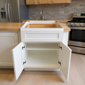 Alliance Building Materials B24-B30 White Shaker Base Cabinet 24-30 In With Drawer And Doors For Kitchen <b>Storage</b> - Product Image 2