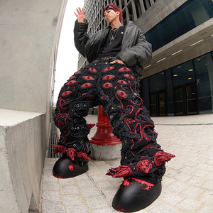 DiZNEW <span class=keywords><strong>Jean</strong></span> Designer Homme Haute Qualité Vintage Effet Guidon <span class=keywords><strong>Jean</strong></span> Sur Mesure Homme Grande Taille - Product Image 3