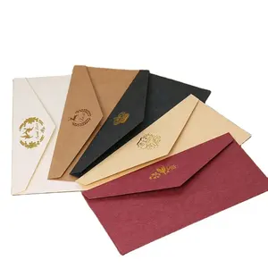 High-grade Customized Gold Stamping Envelop Kraft Paper Envelope for Gift Valentine's Day