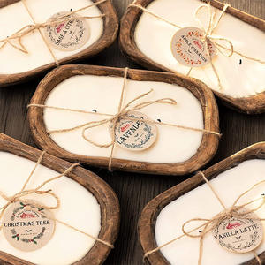 Vente en gros de nouveaux bol à pâte en bois avec des bougies parfumées en cire de soja couleur naturelle pour les vacances Diwali Ramadan Bars fête des pères - Product Image 1