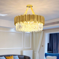 Lustre moderne personnalisé de grande taille, style nordique, LED, cristal K9, luxe, métal, luminaire suspendu pour la maison, le bureau, à intensité variable