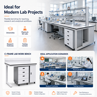 Banc de travail de laboratoire en forme de C, mobilier de laboratoire modulaire avec armoire mobile, poste de travail résistant aux produits chimiques pour projets de recherche