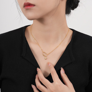 Collier en argent sterling de luxe léger avec zircon, motif étoile à huit branches, pour femme, style européen et américain, tendance INS, collier court - Product Image 2