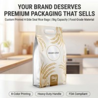Sachets de sécurité personnalisés avec logo imprimé et poignée en corde, sacs en plastique de qualité alimentaire de 1 kg à 10 kg pour riz basmati