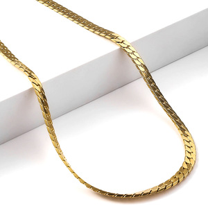 Daihe เครื่องประดับแฟชั่น316L สแตนเลสสตีลคิวบาสายโซ่ชุบทอง18K สร้อยคอ NK แบบแบนไม่เสื่อมเสีย - Product Image 4