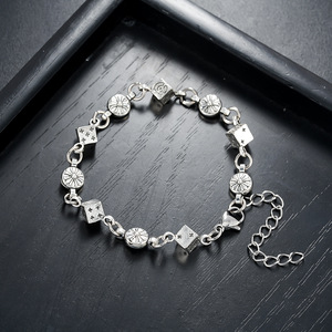 Ensemble de bijoux en forme de dés plaqués argent de style punk, bracelet et collier gothiques, cadeau de mariage ou de fiançailles - Product Image 4