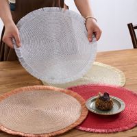 Napperons ronds brillants à pompons Ychon en gros, sous-plats isolants pour la maison, décorations de table à manger