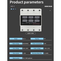 XIONGISOLAR Voltmètre/ampèremètre sur Rail Din triphasé Moniteur Réglable AVR AC Relais Protecteur 3P + N Limite Cuivre AC Système LCD pour PC